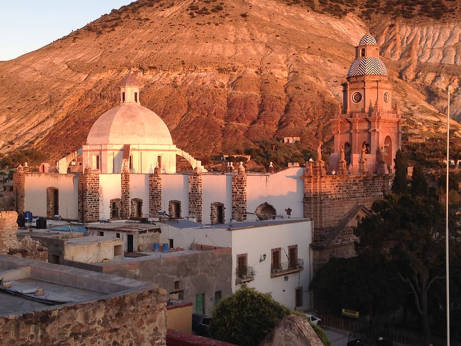 architecture, dome, building, nature, clock tower, mexico, real de catorce, slp HD wallpaper