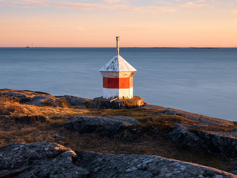 white and orange lighthouse, building, architecture, tower, helsinki HD wallpaper