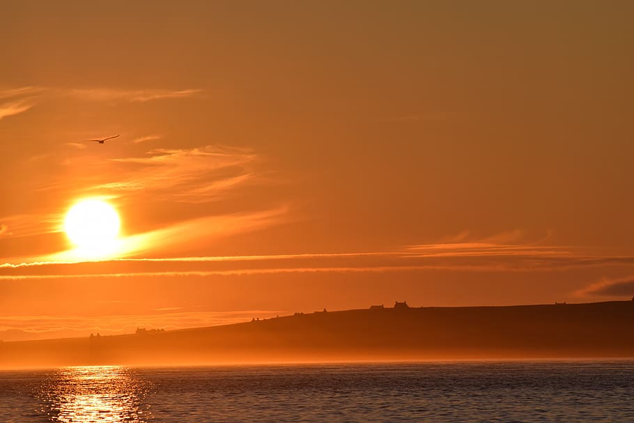 sunset, sea, sky, mood, landscape, dusk, clouds, evening, water HD wallpaper