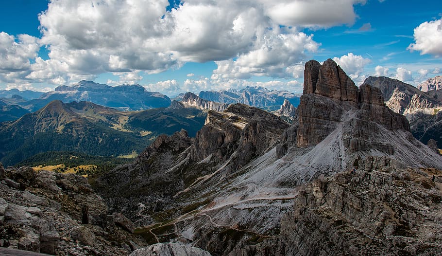 mountain range under nimbus clouds, nature, outdoors, weather HD wallpaper