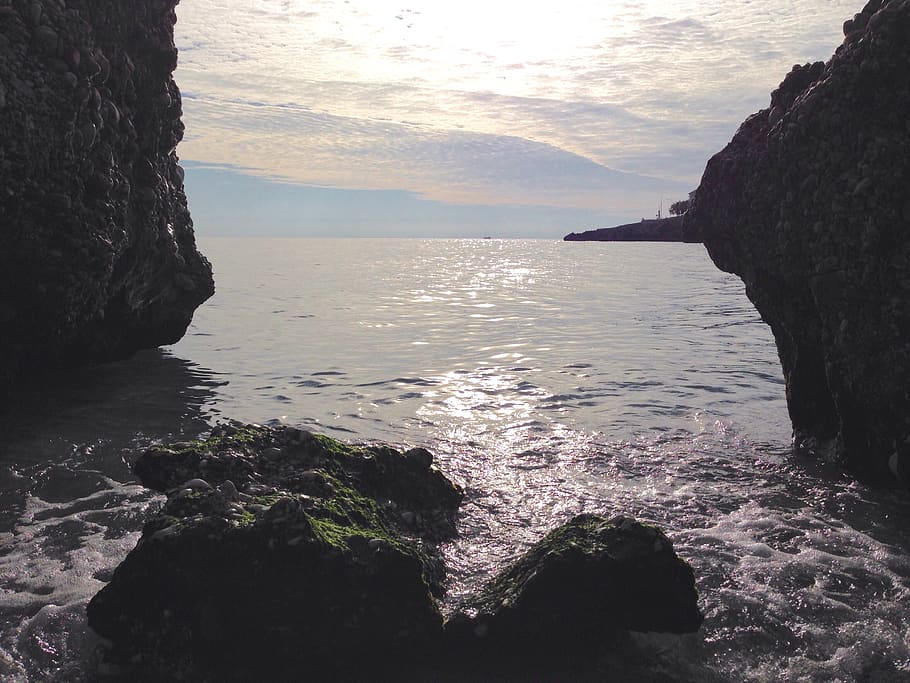 spain, nerja, sea, cave, water, rock, scenics - nature, beauty in nature HD wallpaper