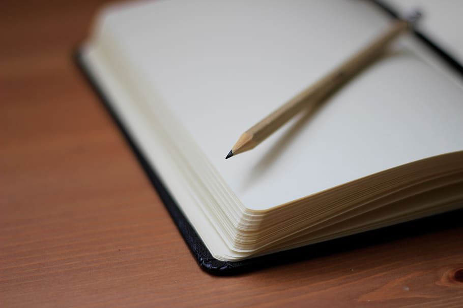 pencil, write, notebook, paper, desk, wooden, table, indoors HD wallpaper