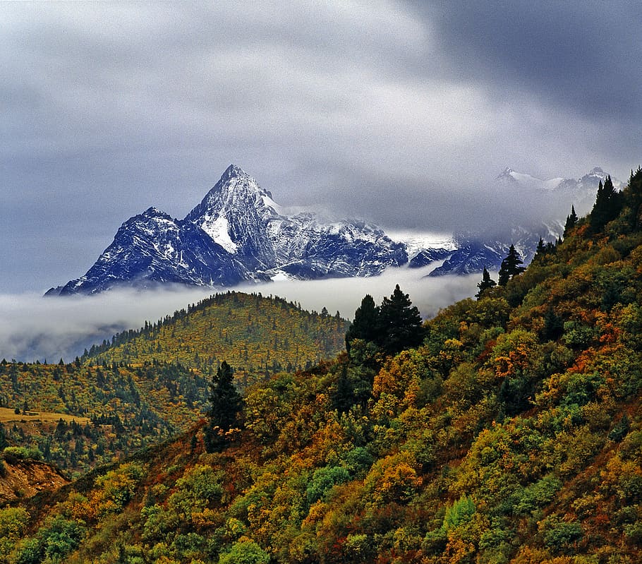 china, ranwu,tibet, mountain, beauty in nature, sky, cloud - sky, HD wallpaper