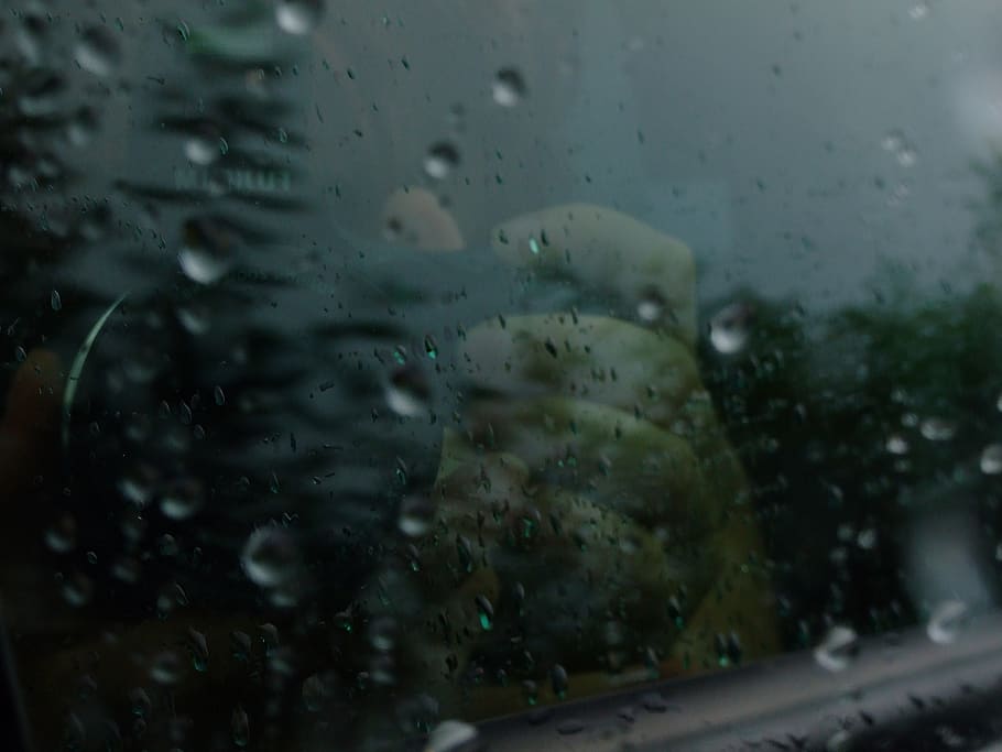 raindrops reflection, blurred reflection, rain drops, wet, glass - material HD wallpaper