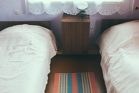 two single beds in old room, architecture, bedroom, bedside, budget HD wallpaper