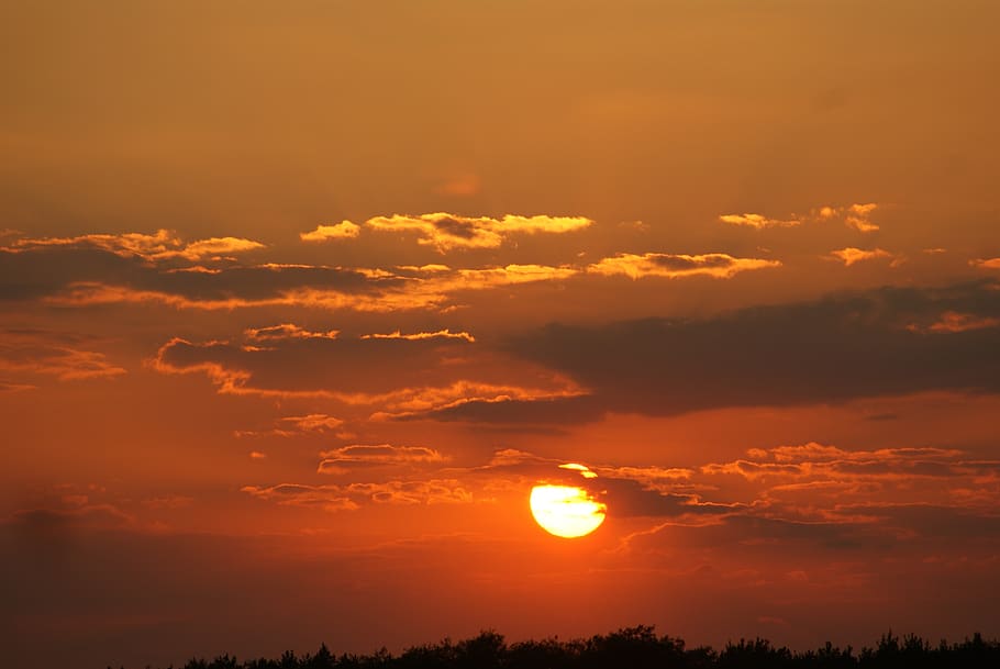 sunset, sky, clouds, in the evening, beauty in nature, cloud - sky HD wallpaper