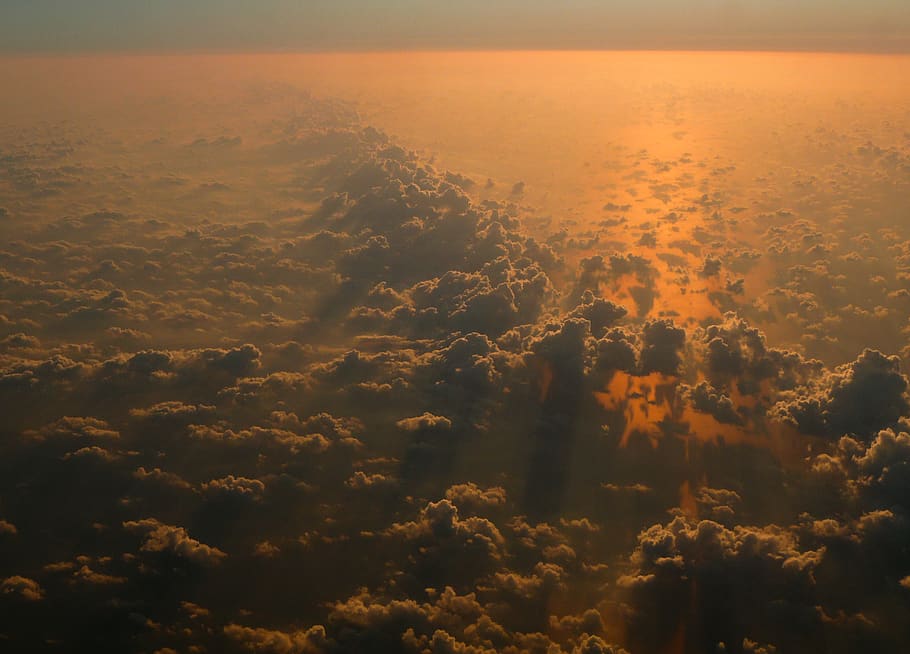 Aerial Photography of Clouds, above, cloudy, dawn, flying, high HD wallpaper