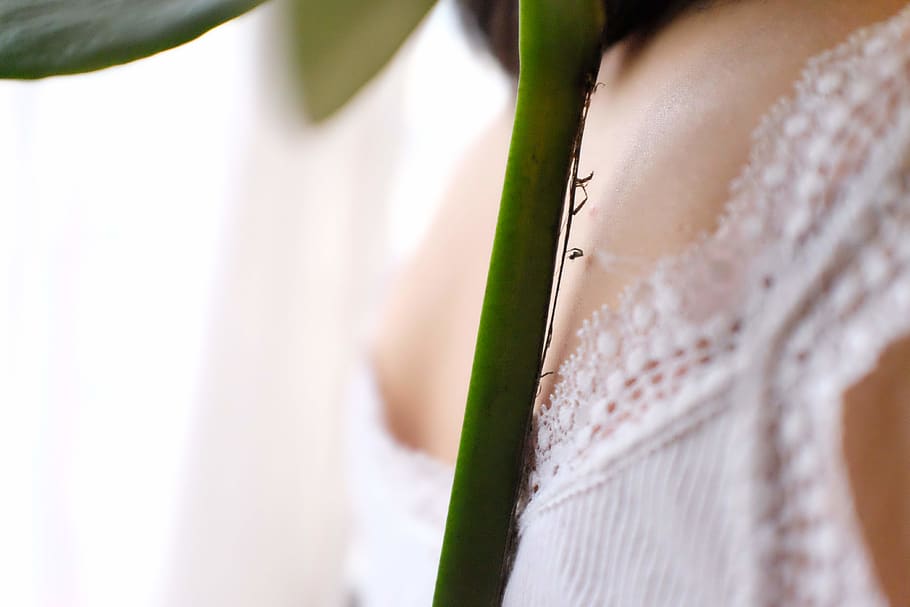 skin, sensitive, plant, stem, green, girl, detail, feeling HD wallpaper