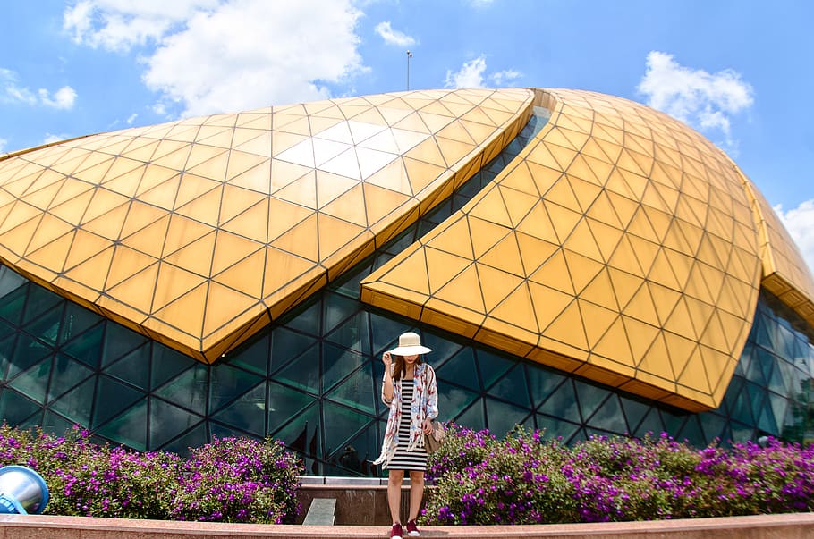 Woman Standing Near Dome Building, architectural design, architecture HD wallpaper