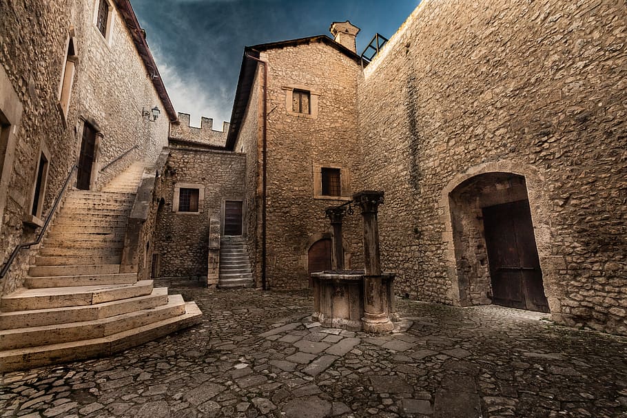 castle, stairs, architecture, scale, construction, old, historically HD wallpaper