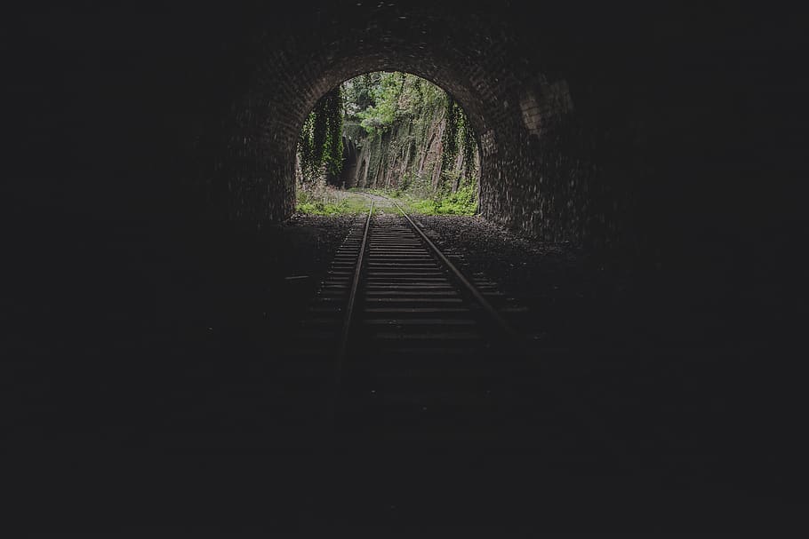 train track tunnel, railway, transportation, paris, france, light HD wallpaper