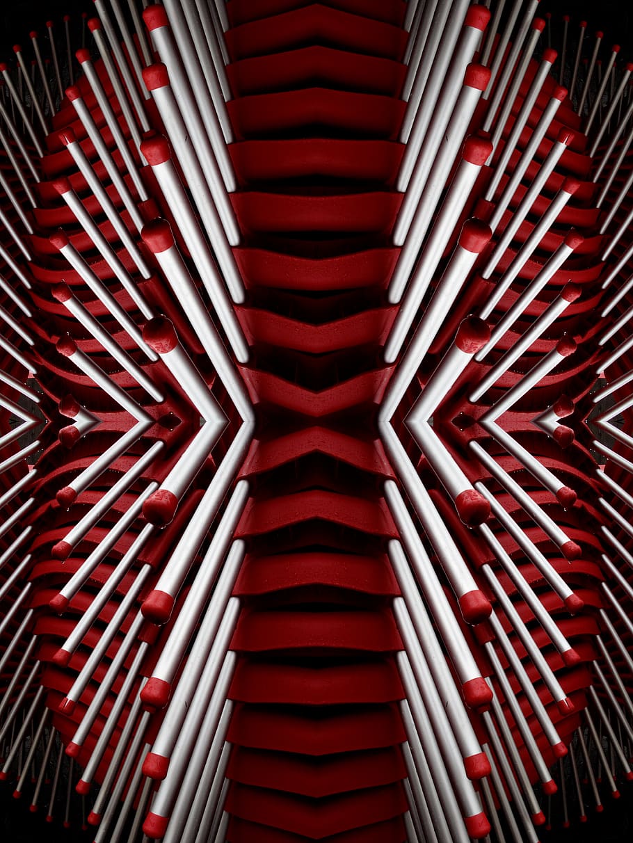 Red and White Matchsticks Wallpaper, art, design, future, pattern HD wallpaper