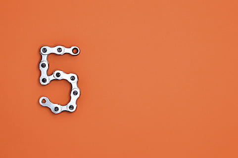 Close-Up Photography of Bicycle Chain, 5, chrome, digit, five HD wallpaper