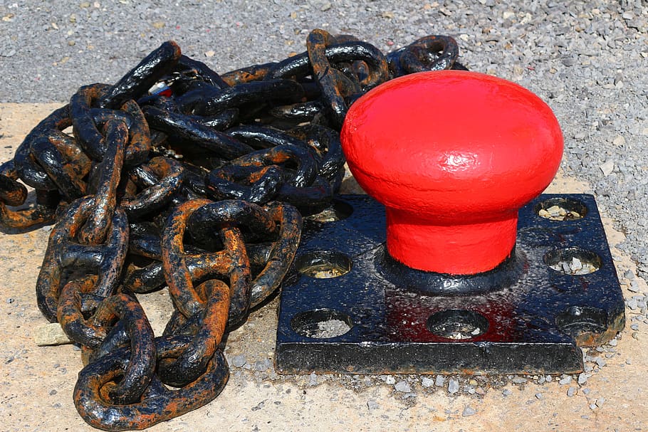 mooring, string, red, moored, sea, port, iron, steel, maritime HD wallpaper