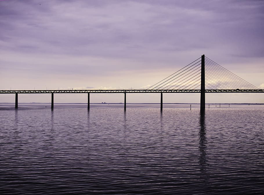 oresund bridge, sea, öresund, malmö, connection, baltic sea