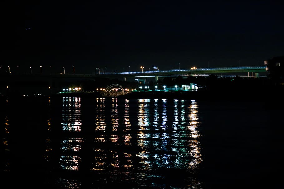 night, built structure, architecture, water, illuminated, reflection HD wallpaper