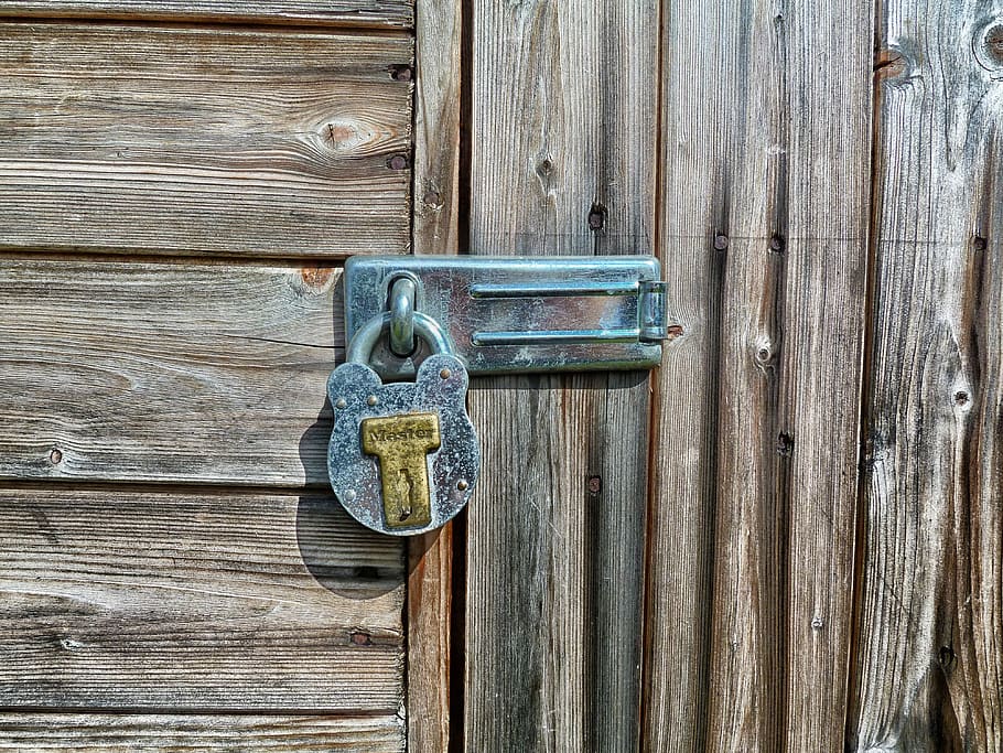 Door With Padlock, security, wood, wood - material, entrance HD wallpaper