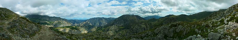 panorama, panoramic, mountains, spain, cantabria, unnamed road HD wallpaper