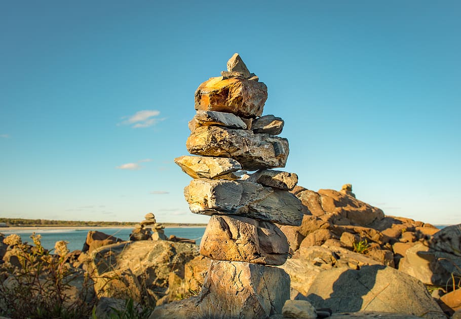 stack of stones, sky, rock, solid, rock - object, no people, nature HD wallpaper