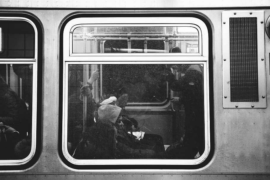 people inside gray train, mode of transportation, window, public transportation HD wallpaper