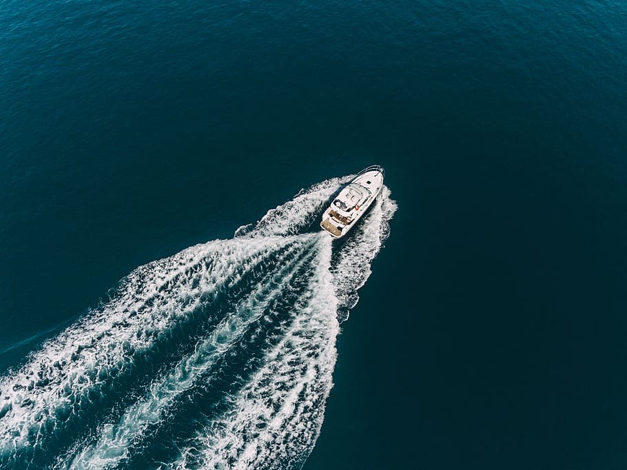 white boat, sea, water, nature, high angle view, nautical vessel HD wallpaper