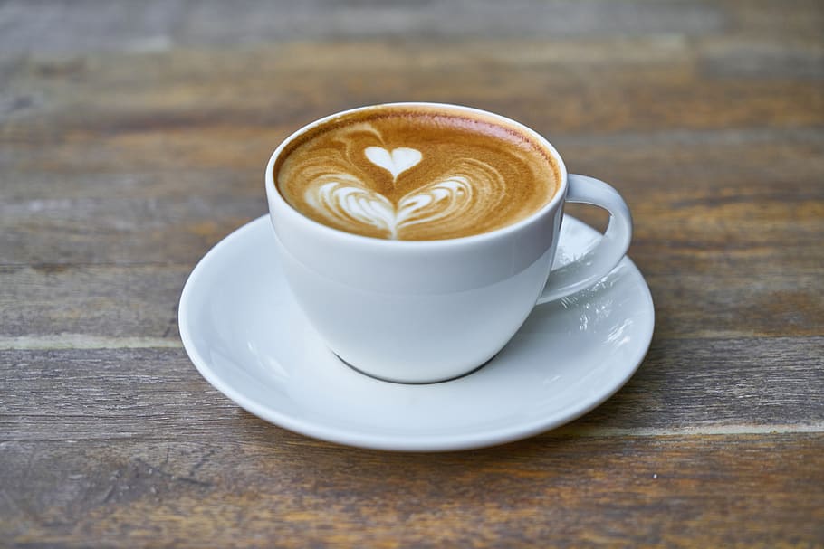 Cup of Heart Latte Art, background, beverage, break, brown, caffeine HD wallpaper