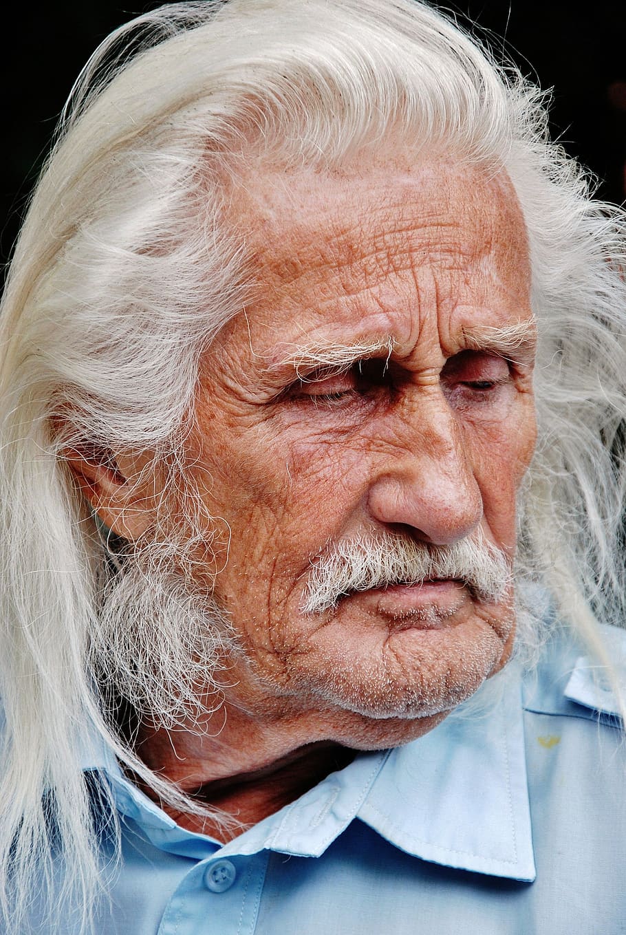 HD wallpaper: Man Wearing Blue Collared Top, elder, elderly man, long hair  | Wallpaper Flare