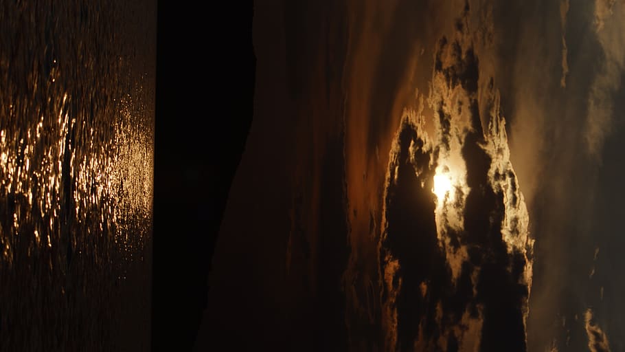 sun, sunset, dark, sky, horyzont, światło, nastogadka, horizon HD wallpaper
