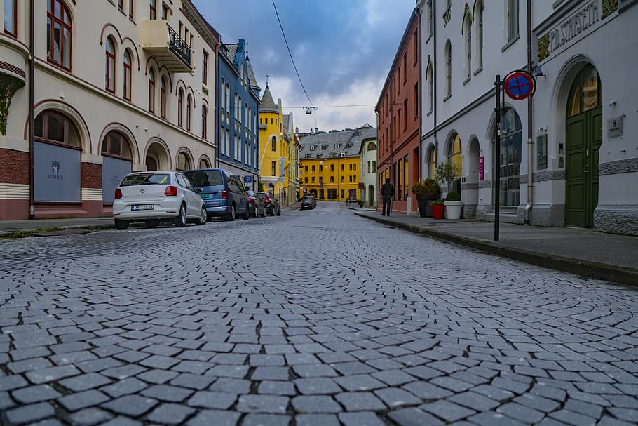 walkway, path, sidewalk, pavement, person, human, automobile HD wallpaper