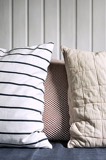 two white and gray throw pillows, cushion, home decor, linen HD wallpaper