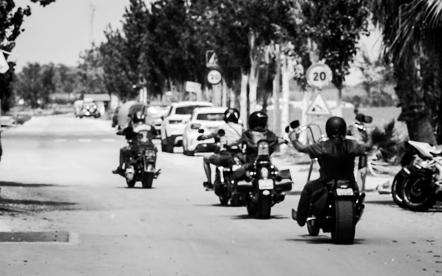 city, black, hard person, summer, ride, rider, moto, black and white, HD wallpaper