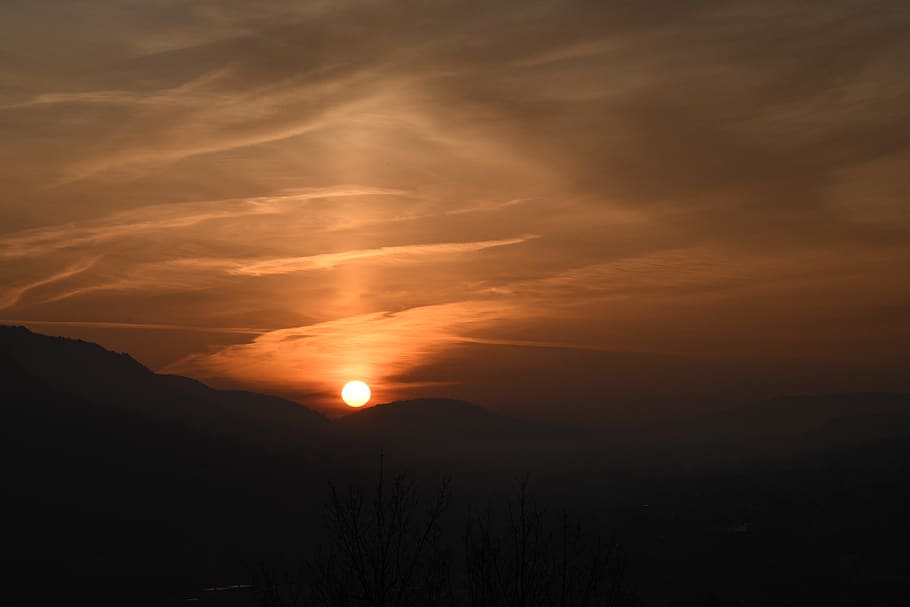 sun during sunset, sky, beauty in nature, scenics - nature, tranquility HD wallpaper