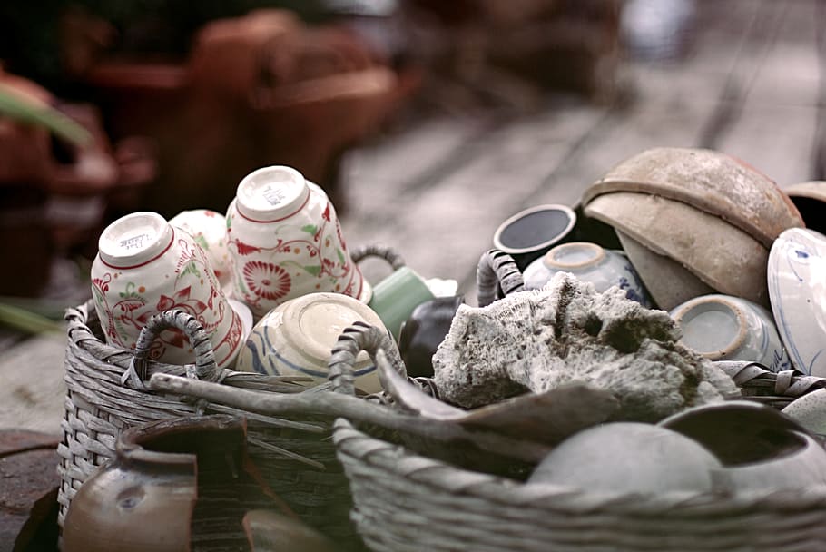 ceramic, vintage, tea, art and craft, large group of objects HD wallpaper