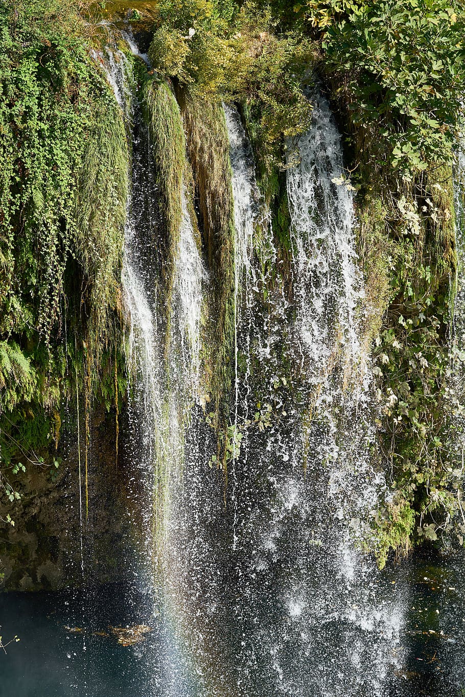 waterfall, drains, nature, forest, green, beautiful, landscape, HD wallpaper