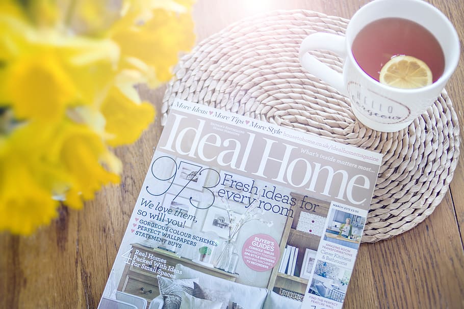 Photo of Magazine Near Cup of Tea, blur, close-up, flatlay, focus HD wallpaper
