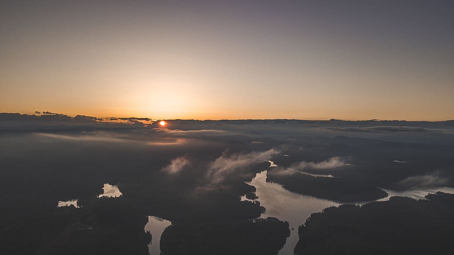Sea of Clouds during Sunset, backlit, dawn, daylight, evening HD wallpaper