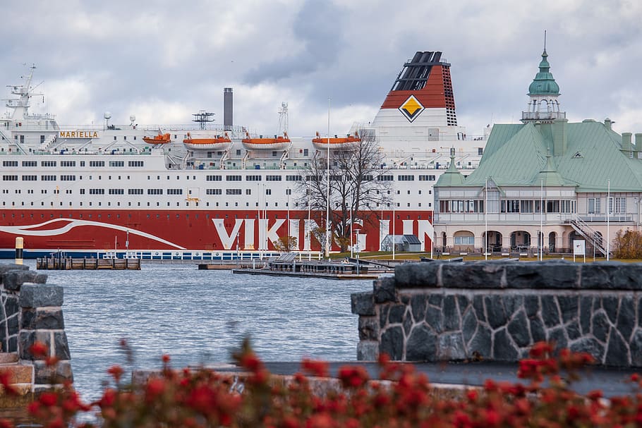 white and red ship, boat, transportation, vehicle, ferry, water HD wallpaper