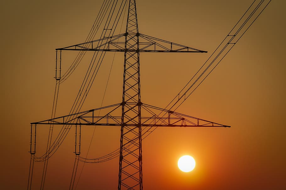 energy, performance, sky, tower, current, sunset, dusk, technology HD wallpaper