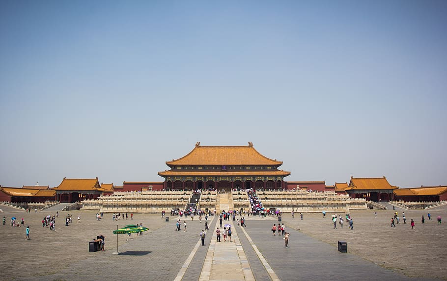 beijing, forbidden palace, china, architecture, sky, built structure, HD wallpaper