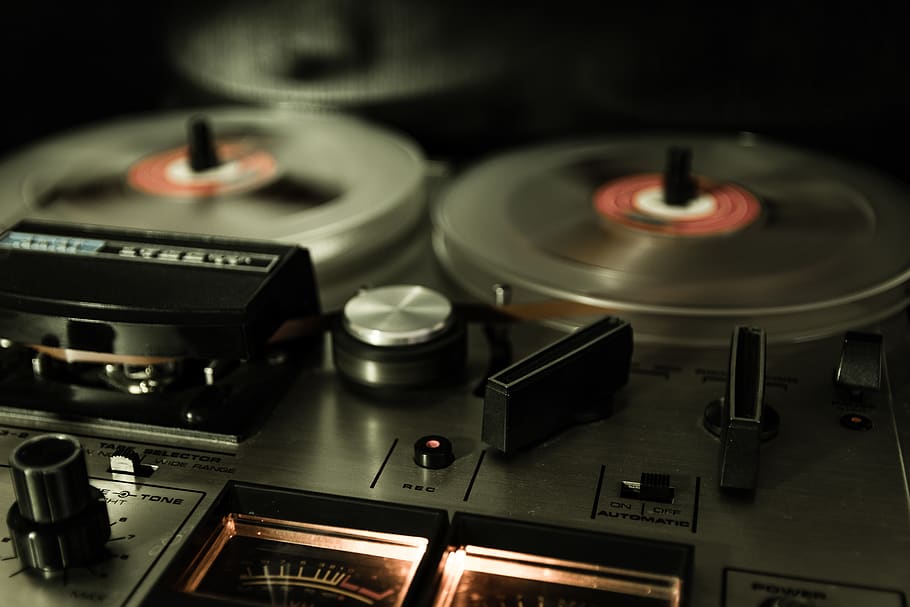 retro tech, tape recorder, vintage, studio, recording, reel to reel