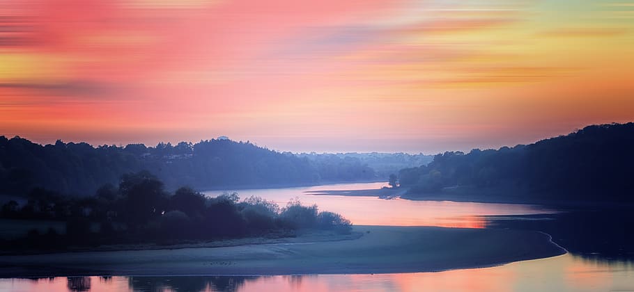 lake, sunset, beauty in nature, sky, tranquility, tree, scenics - nature HD wallpaper