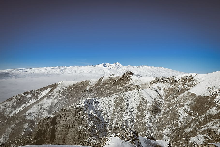 white mountain, outdoors, nature, mountain range, ice, slope HD wallpaper