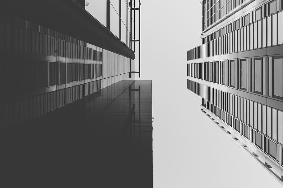 building, skyscraper, high rise, architecture, urban, black and white HD wallpaper