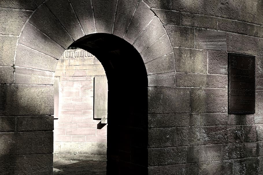 Grayscale Photo of Concrete Pathway, arch, architecture, archway HD wallpaper
