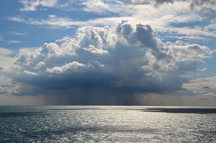 sea, rain, cloud, ocean, water, sky, weather, cloud - sky, scenics - nature HD wallpaper