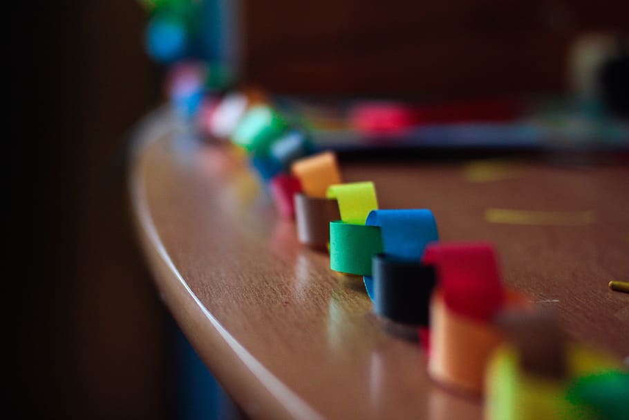 table, project, work, art, artist, make, multi colored, selective focus HD wallpaper