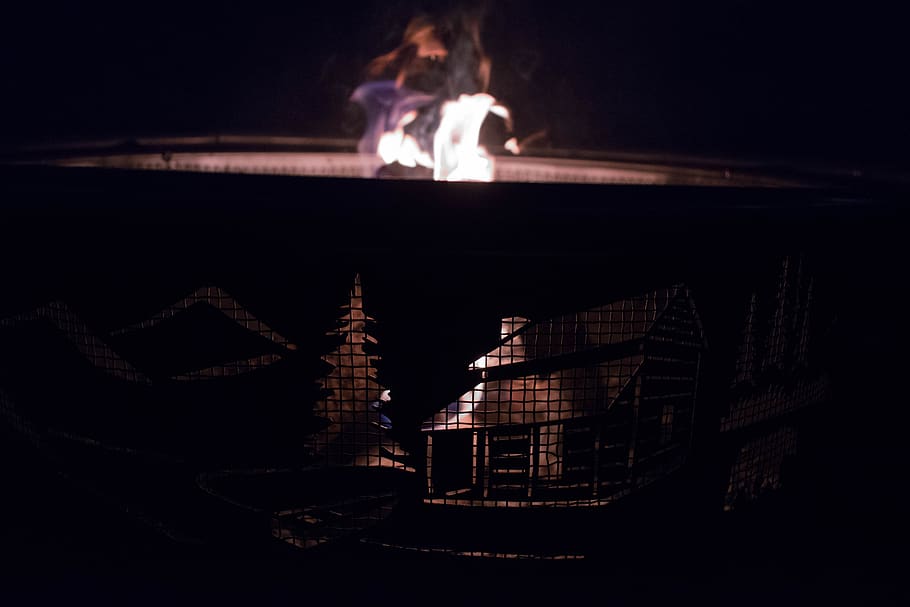 fire, pit, night, cold, shadow, puppet, indoors, architecture HD wallpaper