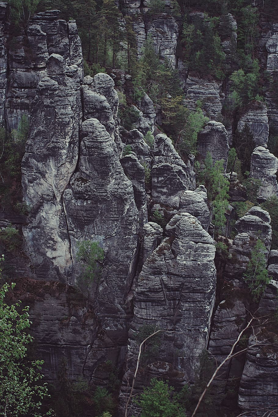 Aerial Photography of Gray Cliffs, geographic, high, rocks, scenic HD wallpaper