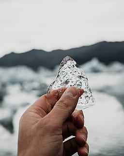 clear ice cube, human, person, nature, outdoors, mountain, finger HD wallpaper
