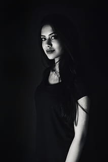 beauty, model, studio, natural light, natural beauty, dark HD wallpaper